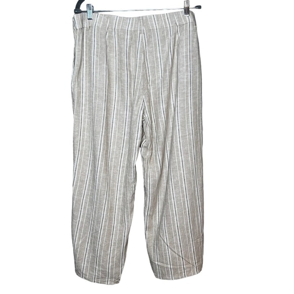 J Jill Womens L Linen Blend Striped Pants Cropped Wide Leg - Picture 12 of 12